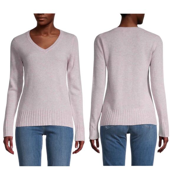 Qi Cashmere V Neck Long Sleeve Sweater Unicorn Purple Size XL - Picture 1 of 7